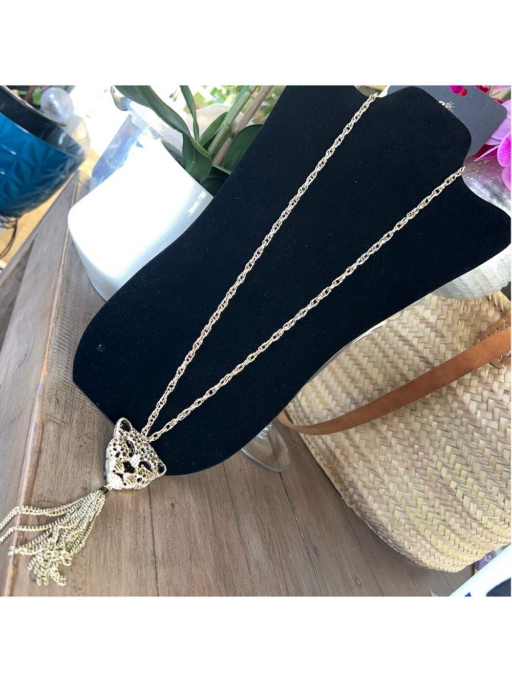 Gennaro gold leopard tassel necklace